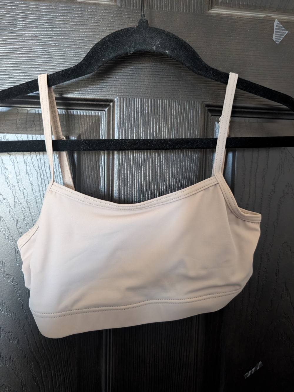Weissman Nude/Light Beige Dance Crop Top with Thin Straps